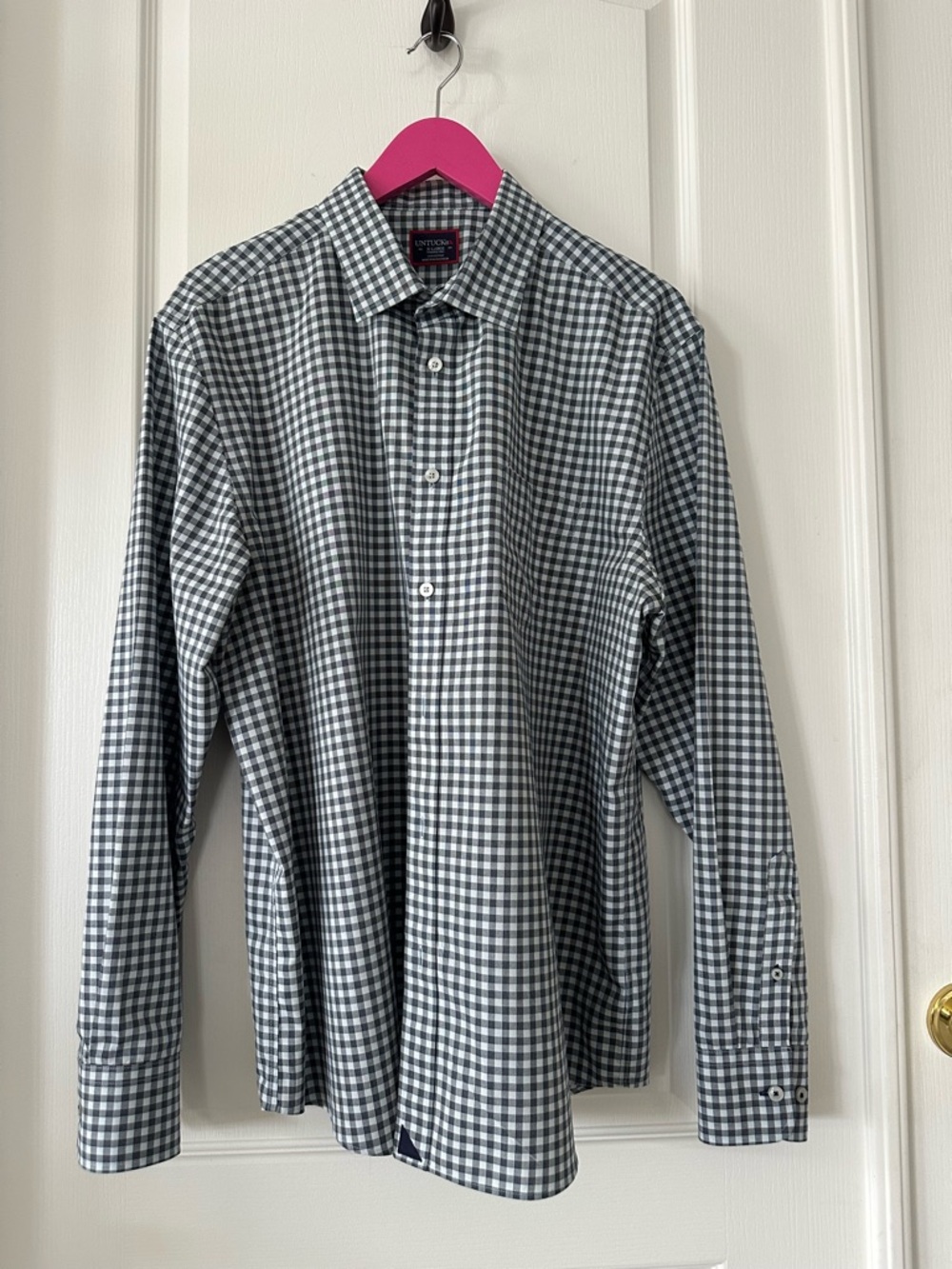 UNTUCKit Men's Black and White Gingham Button-Down Shirt XL